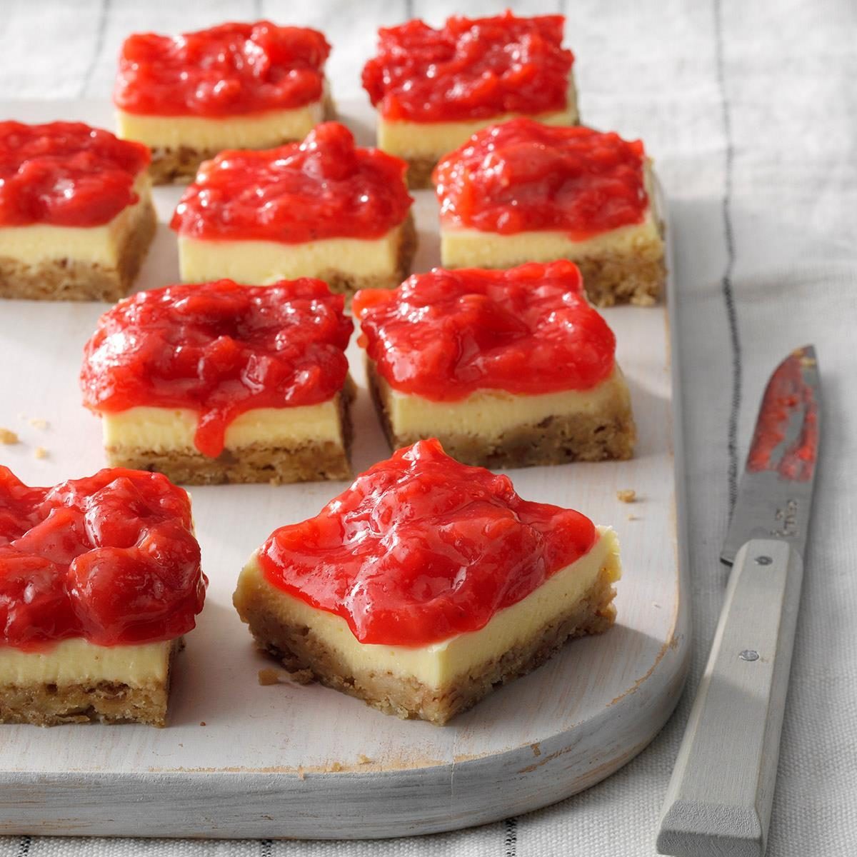 Best Cheesecake Bars: Strawberry Rhubarb Cheesecake Bars