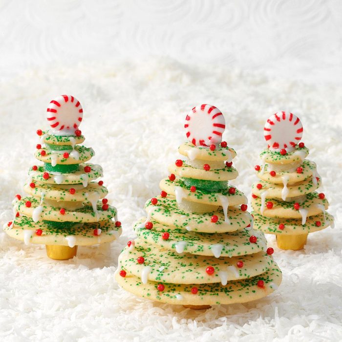 Stacked christmas tree cookies