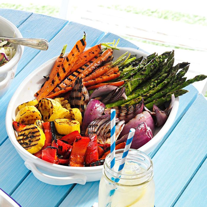 Grilled vegetables in a bowl