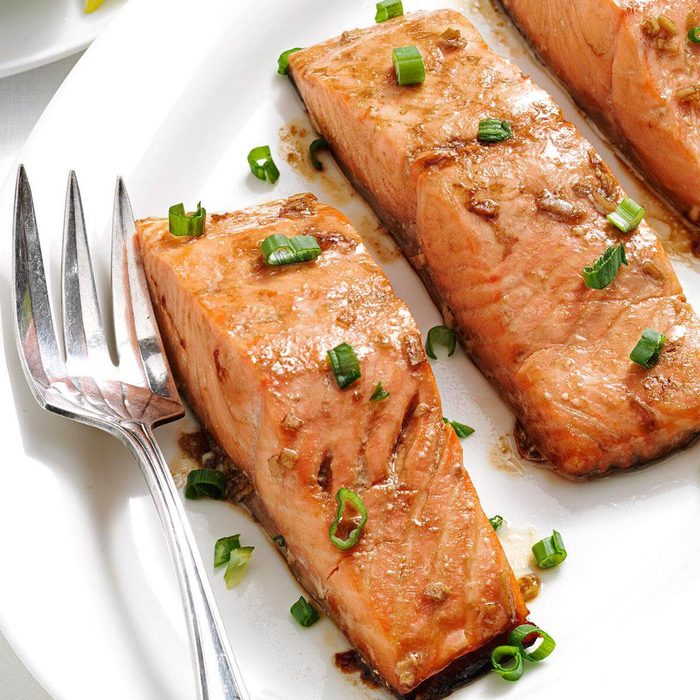 Maple teriyaki salmon fillets