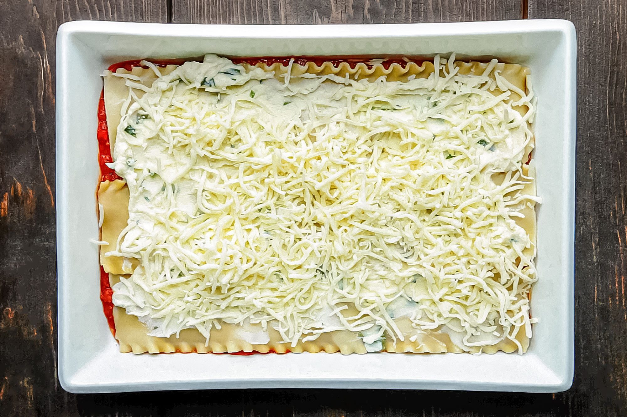 Lasagna Ready to Bake in A Baking Pan