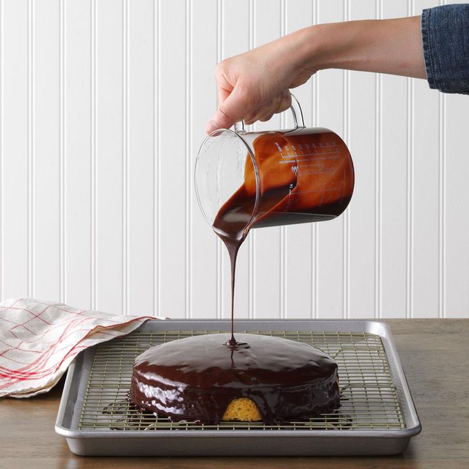 This 2-ingredient chocolate ganache recipe calls for semisweet chocolate chips and heavy whipping cream.