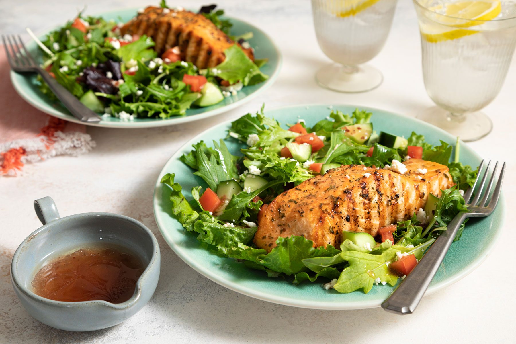 Feta Salmon Salad With Tangy Lemon Vinaigrette