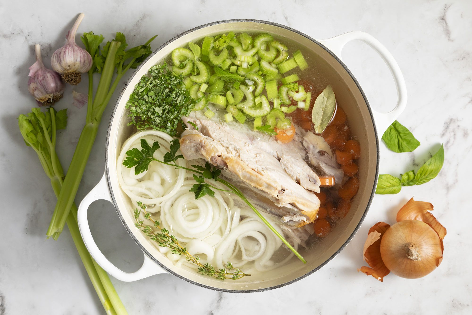 All the ingredients in the pot