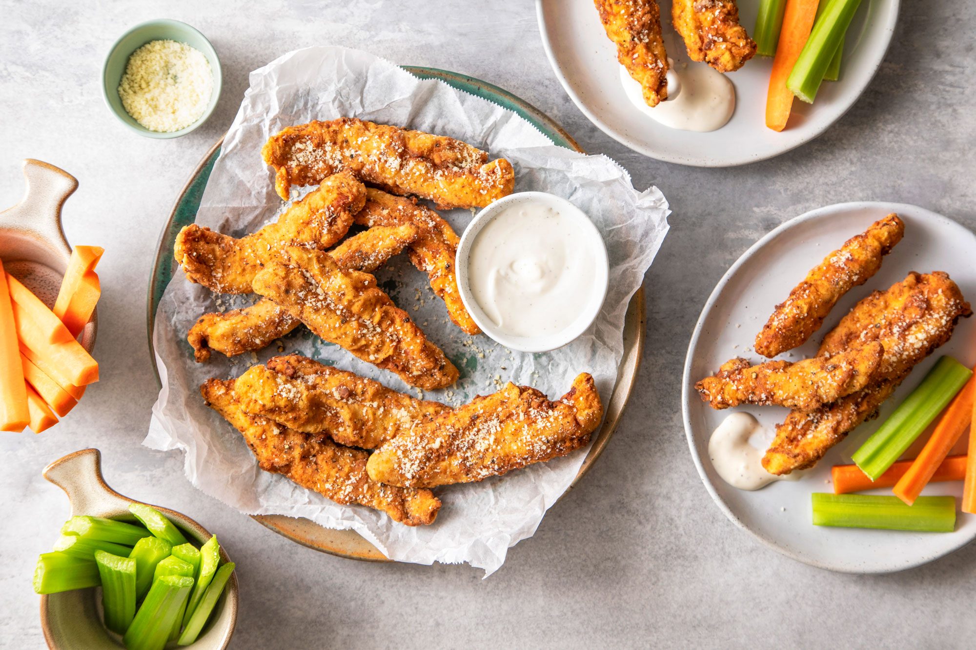Southern Fried Chicken Tenders Served in a Plate With Mayonnaise