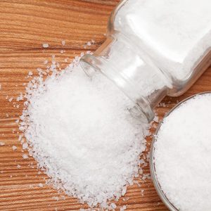 sea salt spill on wooden table