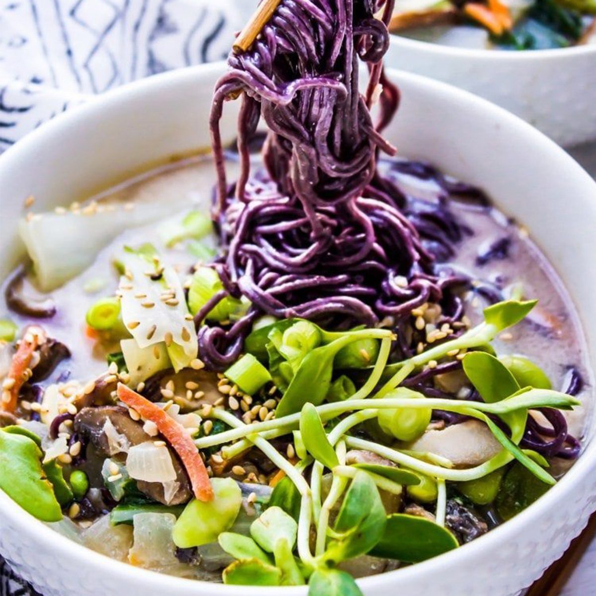 Image of purple-colored ramen