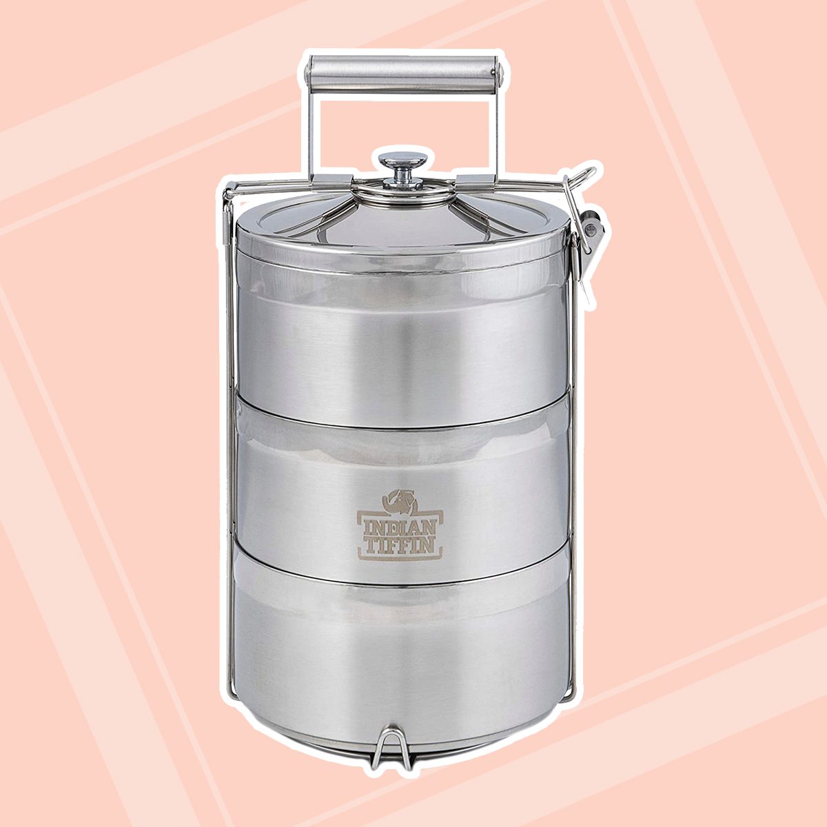 3 Tier Indian-Tiffin Stainless Steel Eco-Box with 3 Piece Cutlery Set