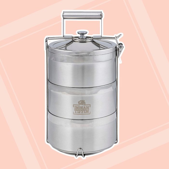 3 Tier Indian-Tiffin Stainless Steel Eco-Box with 3 Piece Cutlery Set