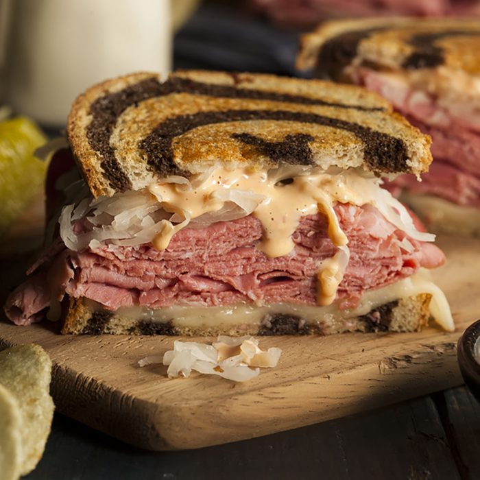 Homemade Reuben Sandwich with Corned Beef and Sauerkraut