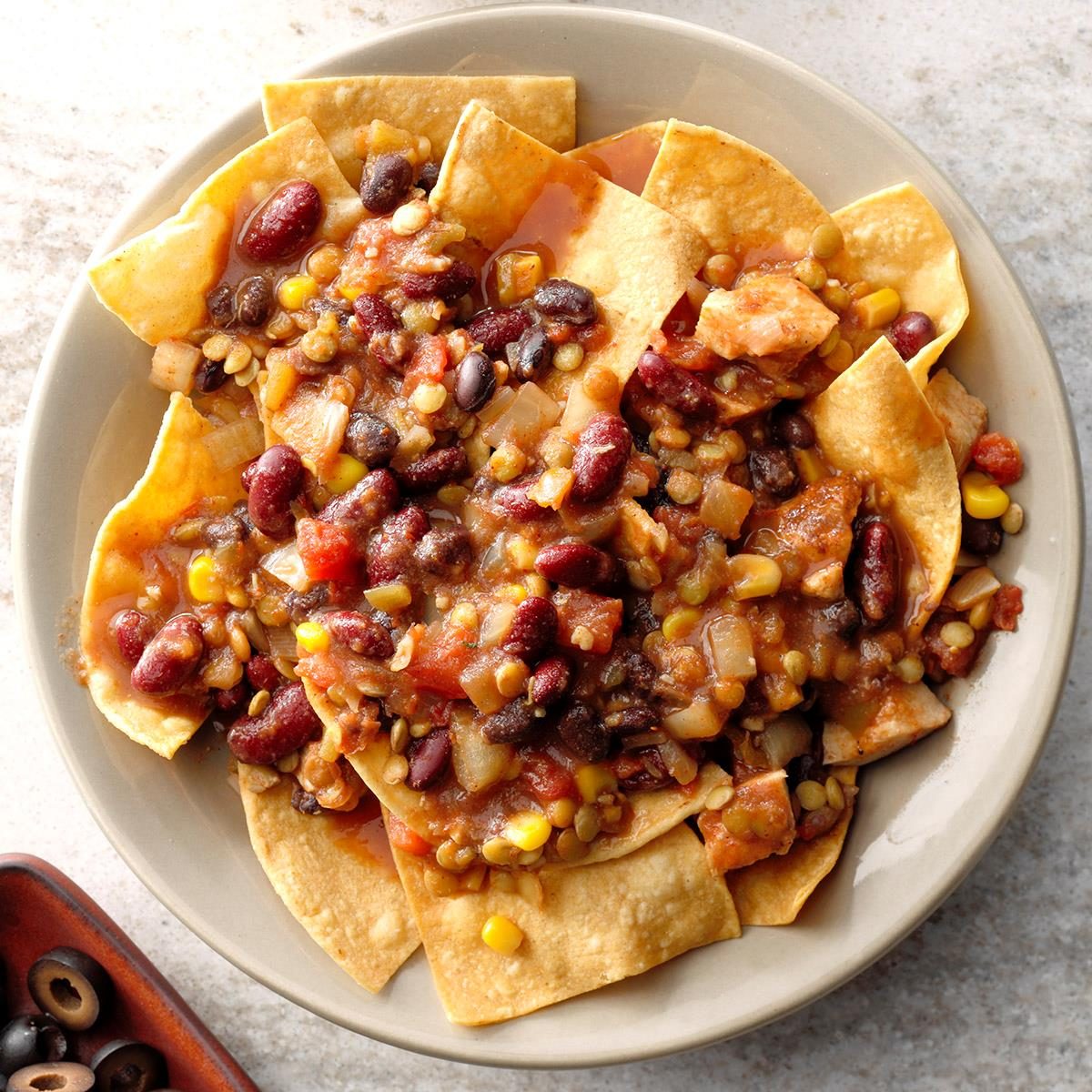 Chicken and lentil tortilla soup