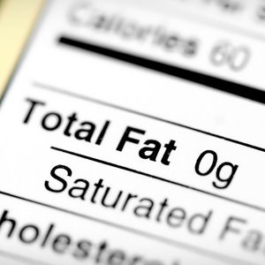 Nutritional label with focus on fats.; Shutterstock ID 10679779;