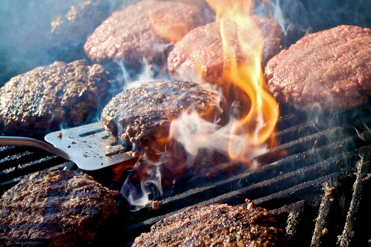 Hamburgers on the grill
