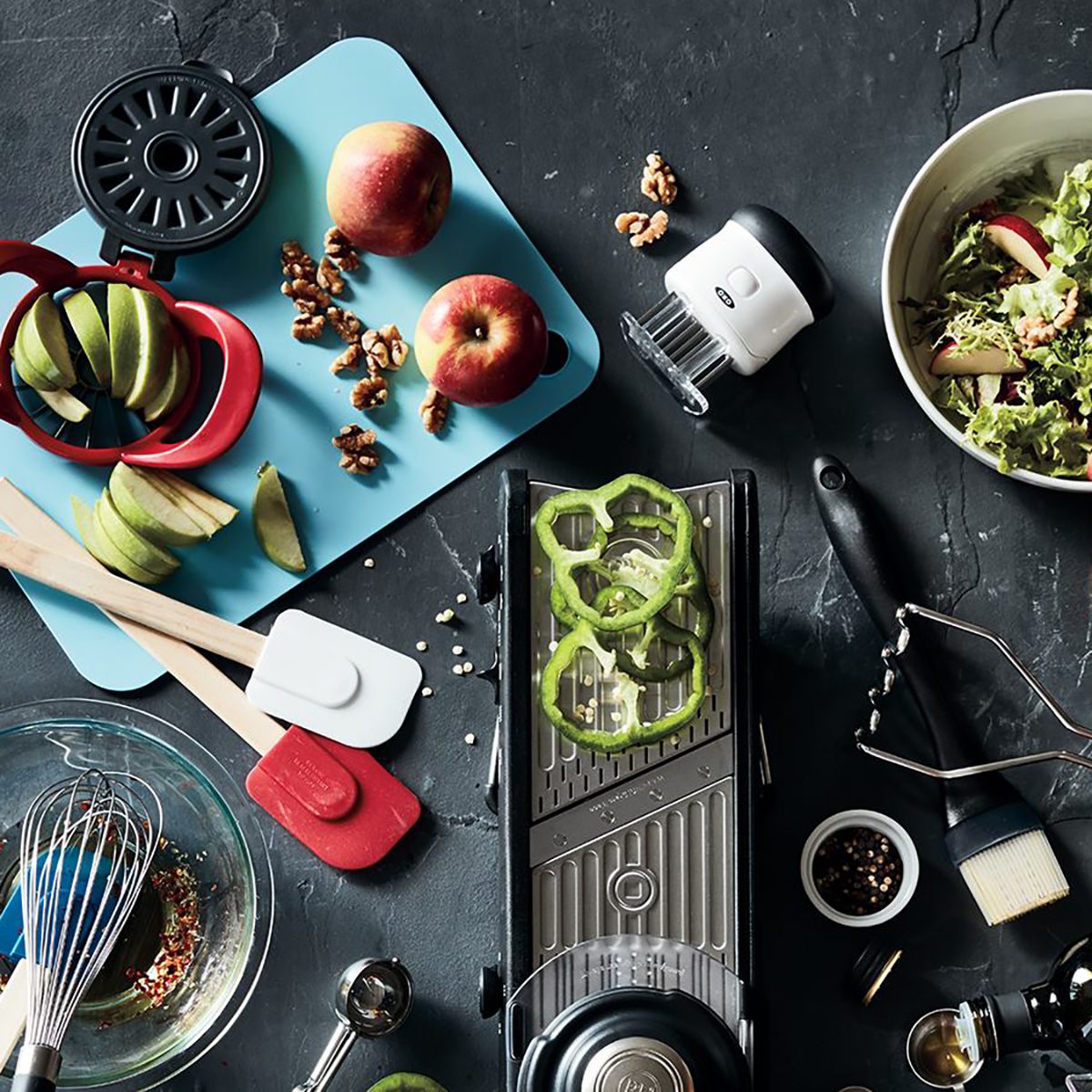 Bed Bath and Beyond kitchen gadgets in various colors