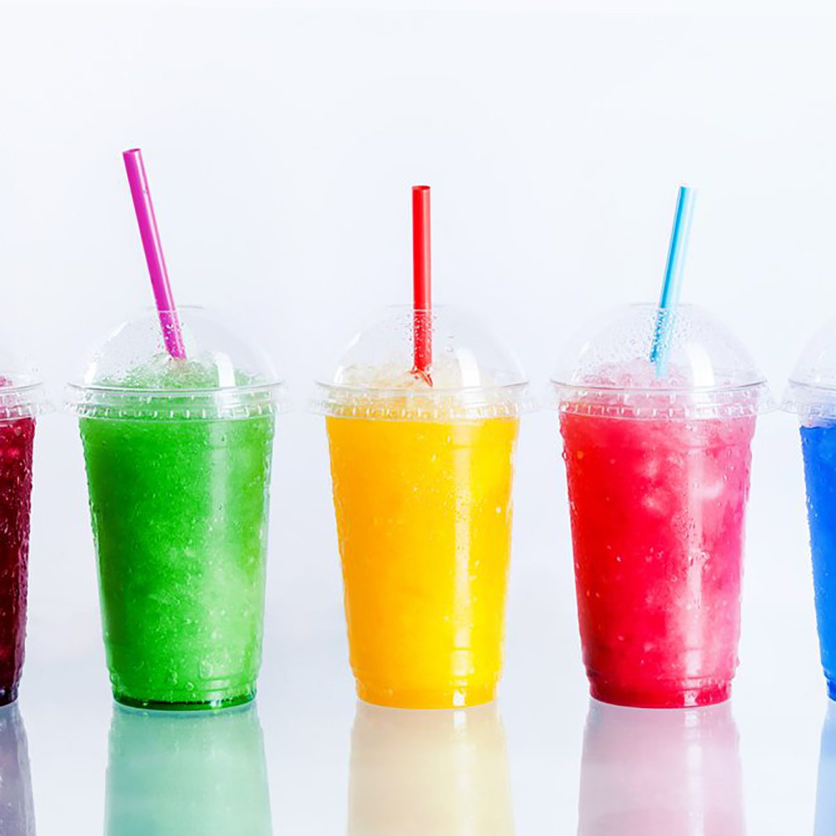 rainbow colored slush drinks