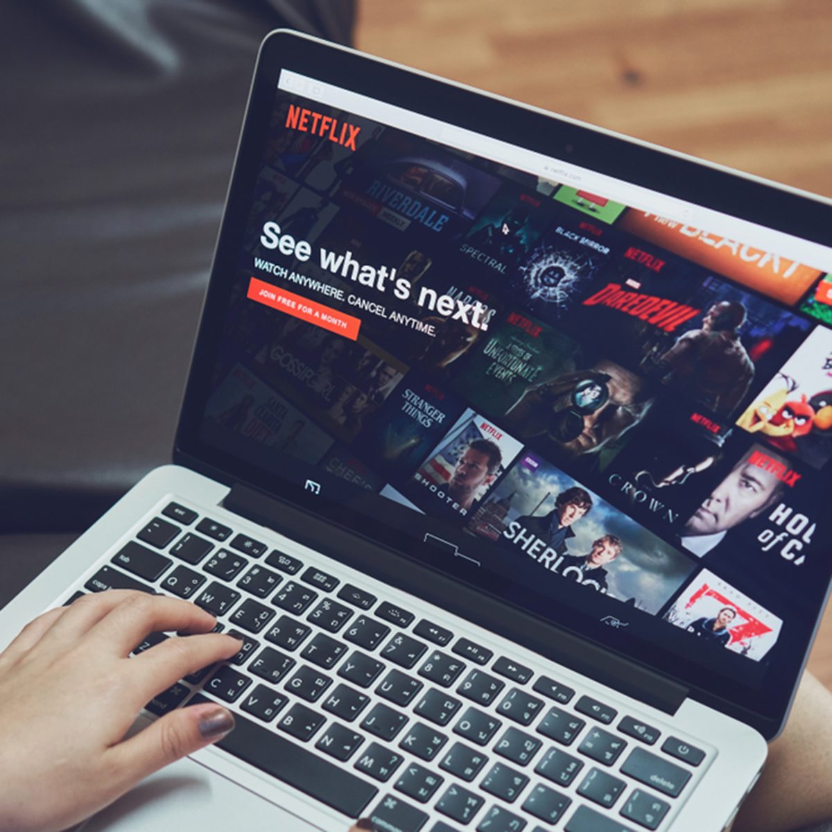 Netflix app on Laptop screen