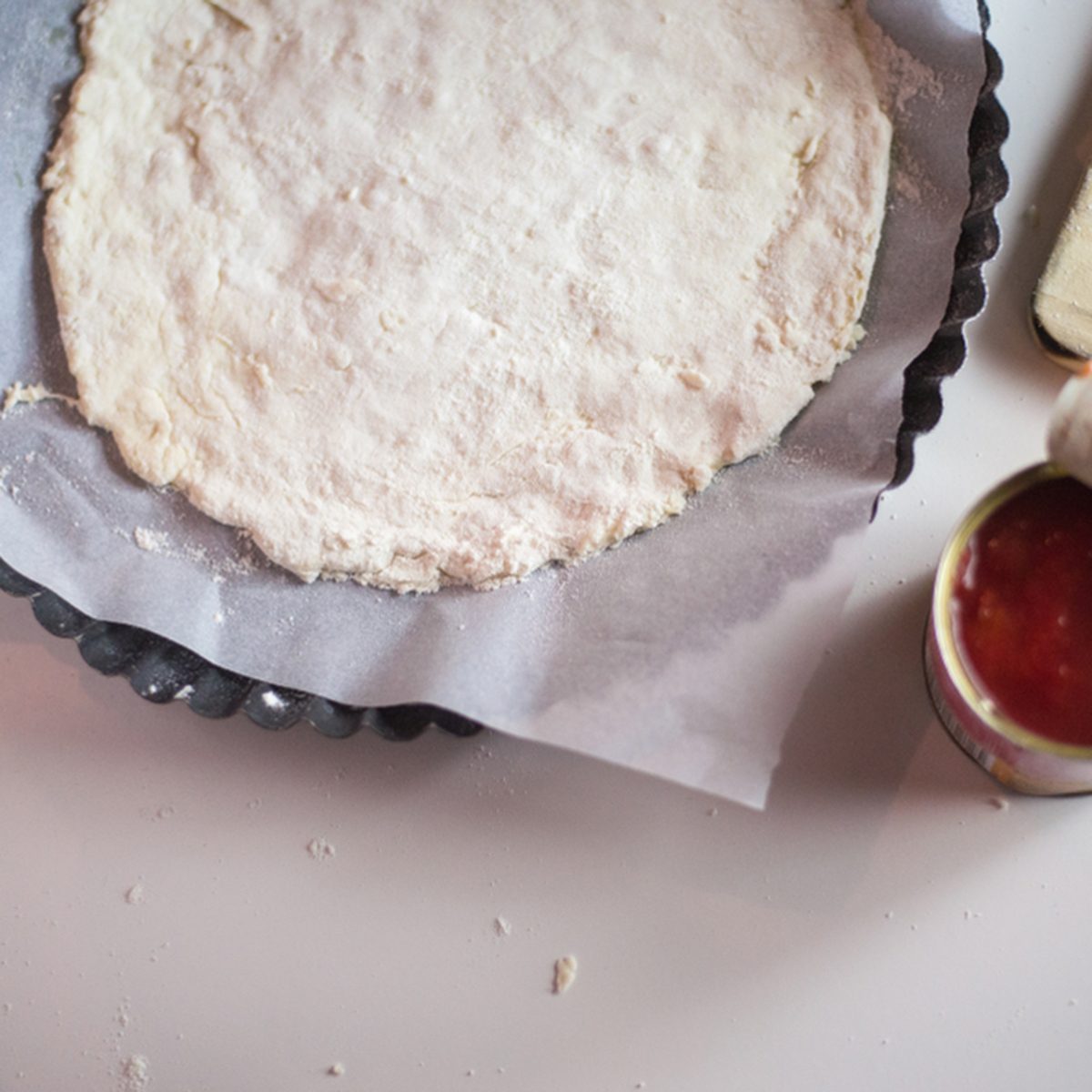 Baking pizza at home with ingredients