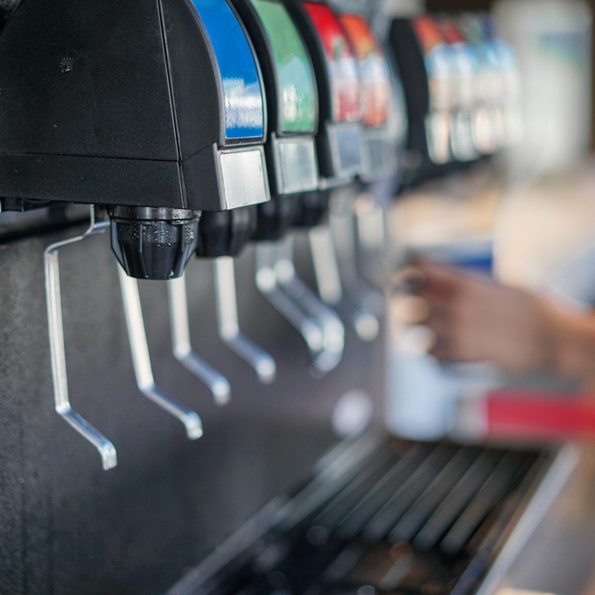 Water Soft drinks carbonated vending machine in restaurant shop soft focus