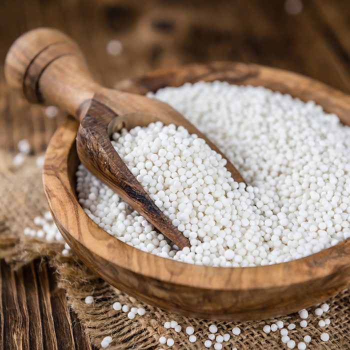 Old vintage wooden table with Tapioca