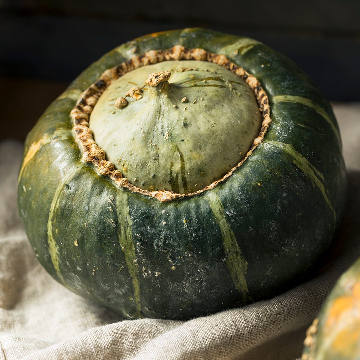 Raw Organic Buttercup Squash Ready to Cut