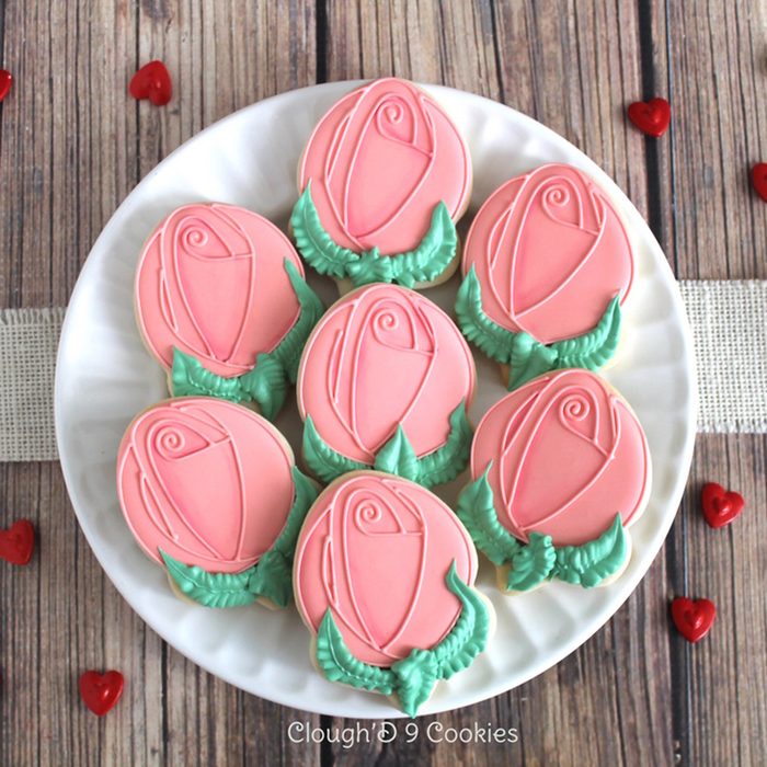Rose cookies with an acorn cutter