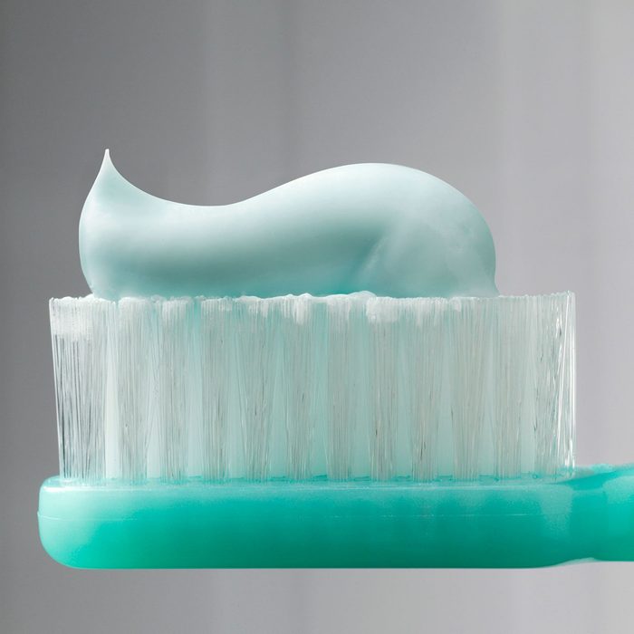 Toothpaste on a brush