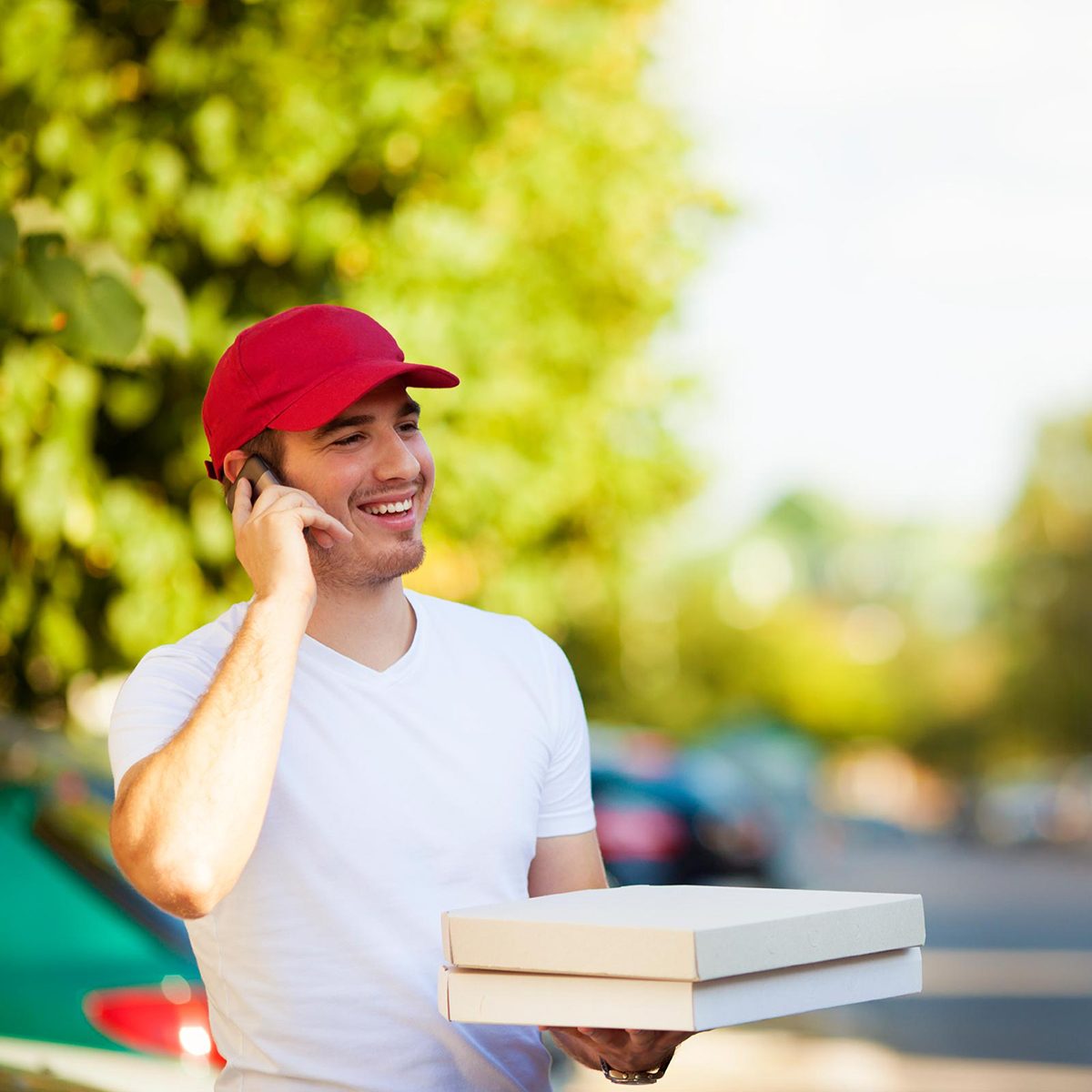 Pizza guy on phone