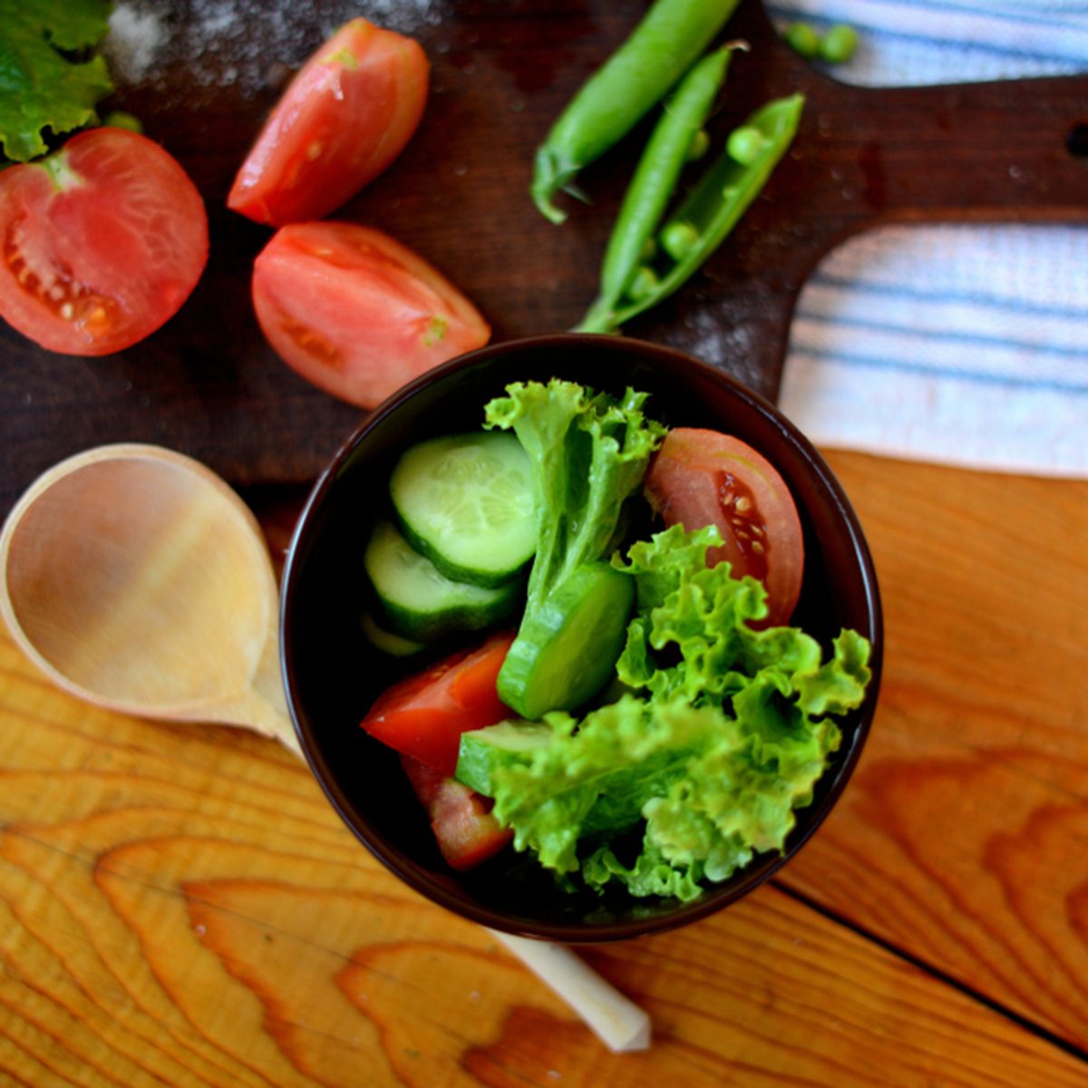 bowl of cucumbers and tomatoes