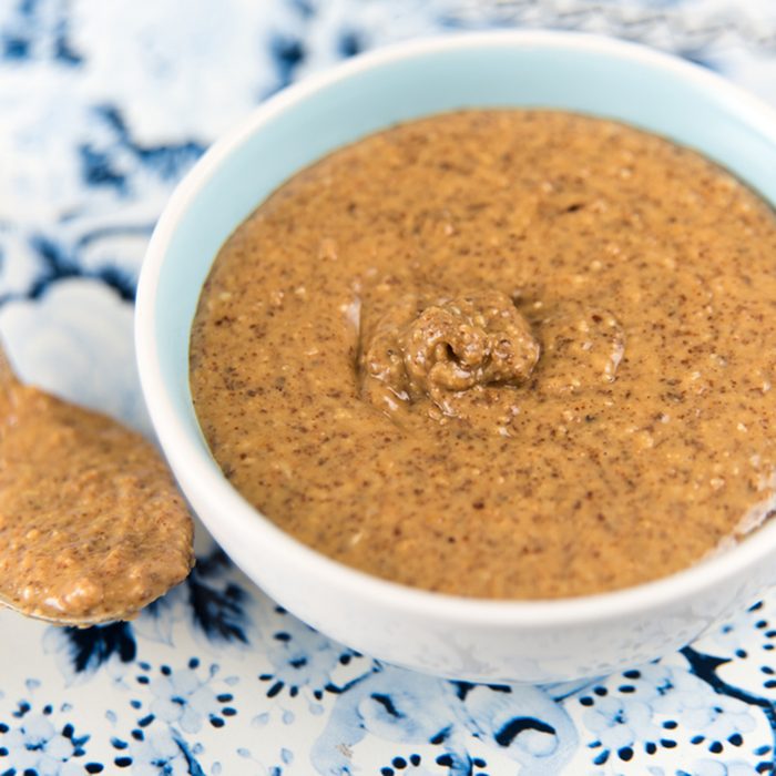 Organic Freshly Made Almond Butter in Small Serving Bowl; Shutterstock ID 278857178; Job (TFH, TOH, RD, BNB, CWM, CM): TOH