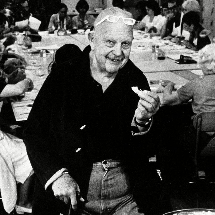 Mandatory Credit: Photo by Harley Soltes/AP/REX/Shutterstock (6545285a) JAMES BEARD 1981 World famous cook and author James Beard samples part of the feast prepared by members of his cooking class at the Seaside High School in Seaside, Oregon, . Beard has been holding these classes in Seaside for the past ten summers. The 78-year-old author/cook is about to publish his 24th book COOKING CLASS, SEASIDE, USA