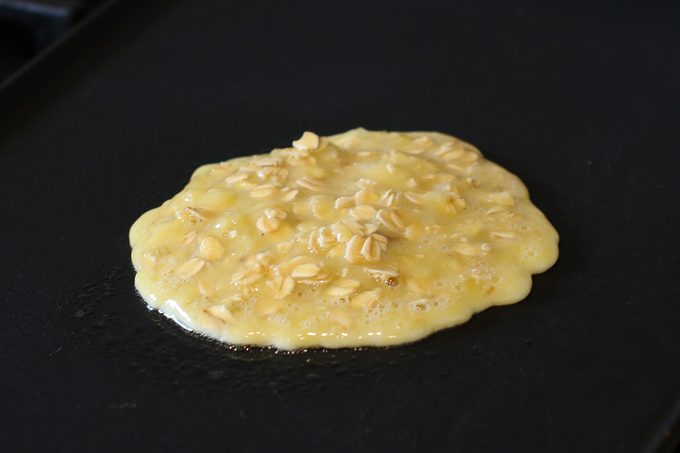 Banana Pancake Batter On Griddle