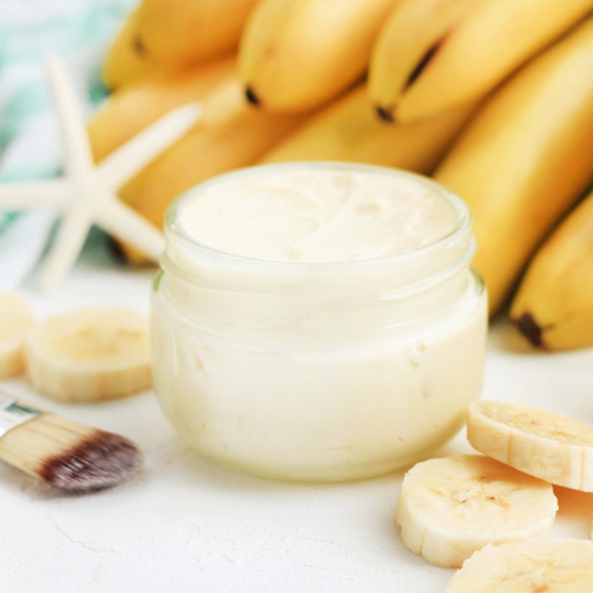 Homemade banana skincare beauty treatment mask.