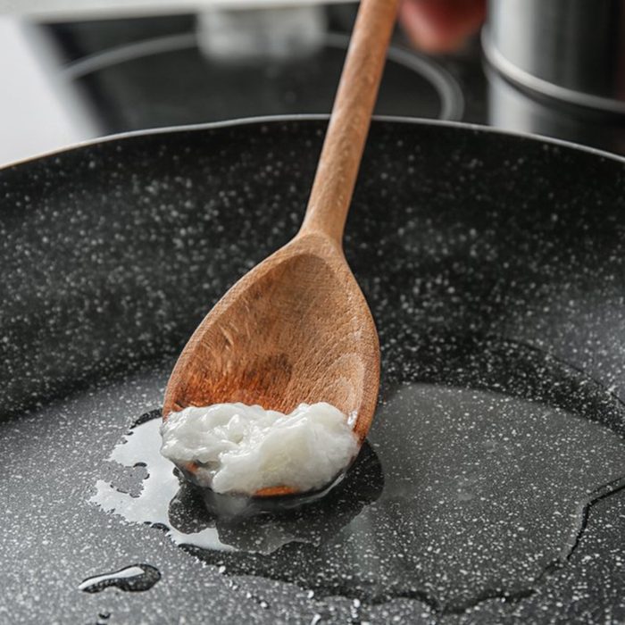 Coconut oil in skillet