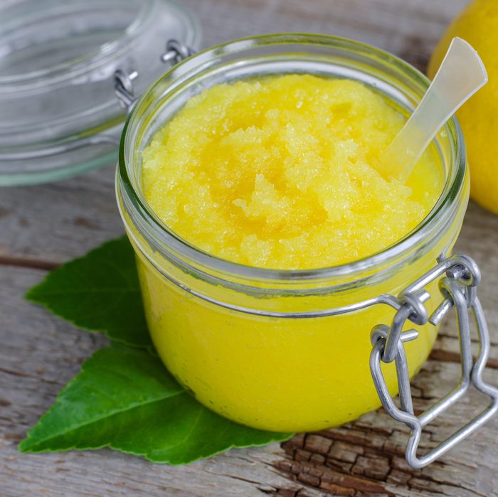 scrub with sugar, honey and olive oil