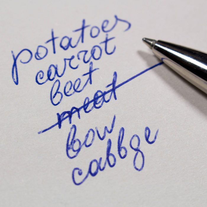 List of products and pen