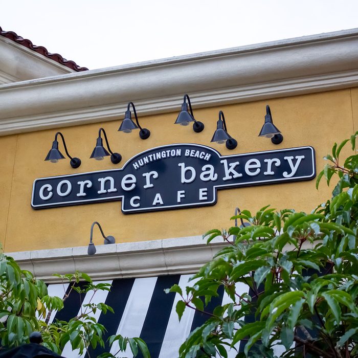 A store front sign for the restaurant known as Corner Bakery Cafe