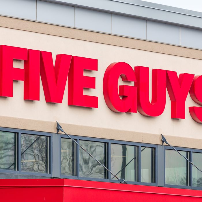 Five Guys Burgers and Fries restaurant exterior.