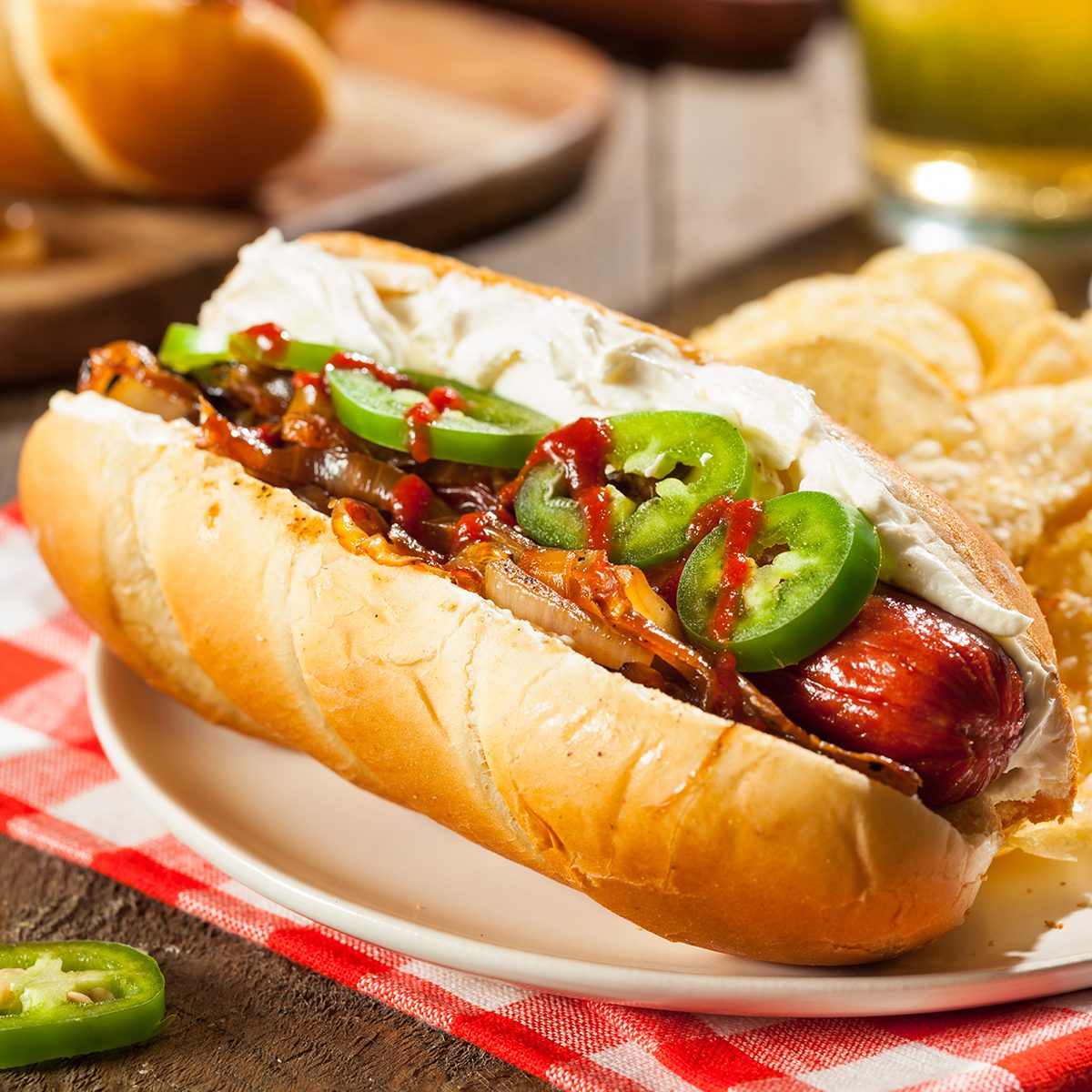 Homemade Seattle Style Hot Dog with Cream Cheese and Onions