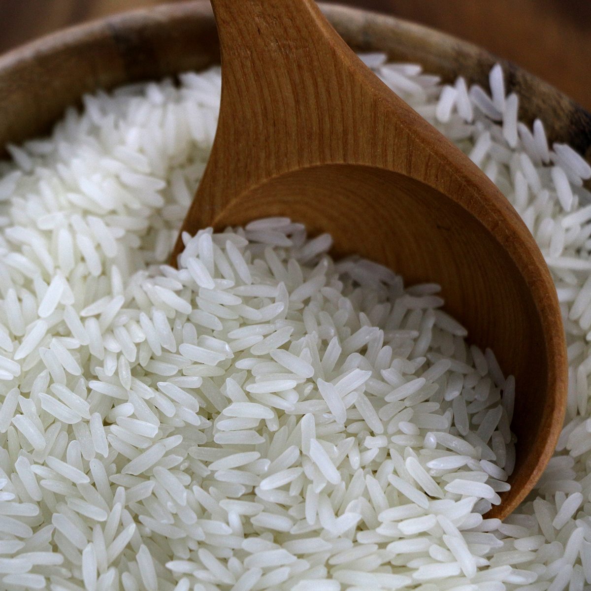 Thailand Rice in Wooden Bowl
