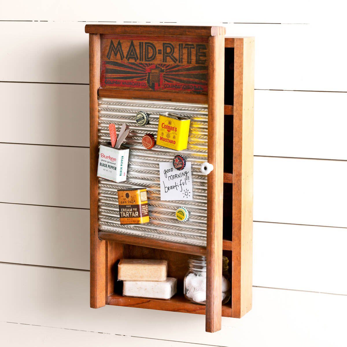 DIY Washboard Memo Station and Cupboard