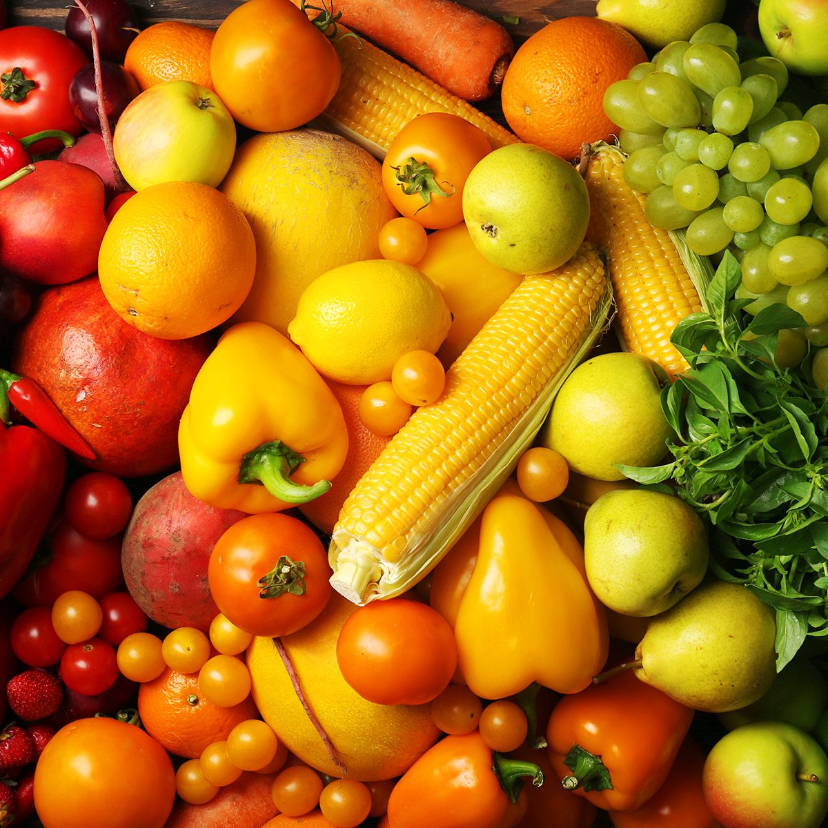 Colorful fruits and vegetables background