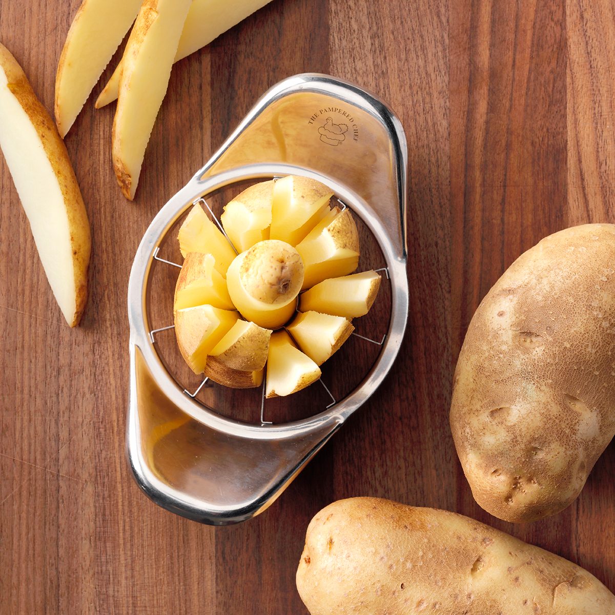 Using an Apple Slicer to Cut Potatoes
