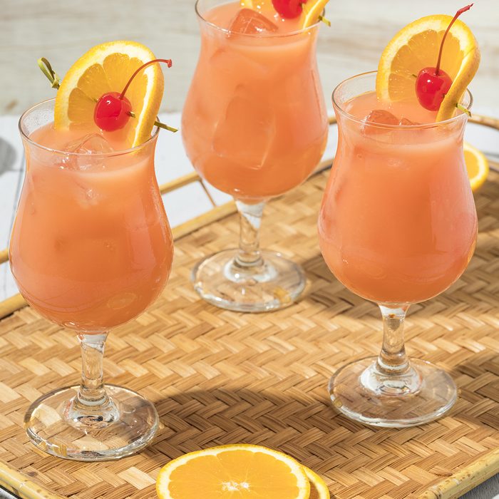 Homemade Alcoholic Hurricane Cocktail Drink with Rum and Orange Juice