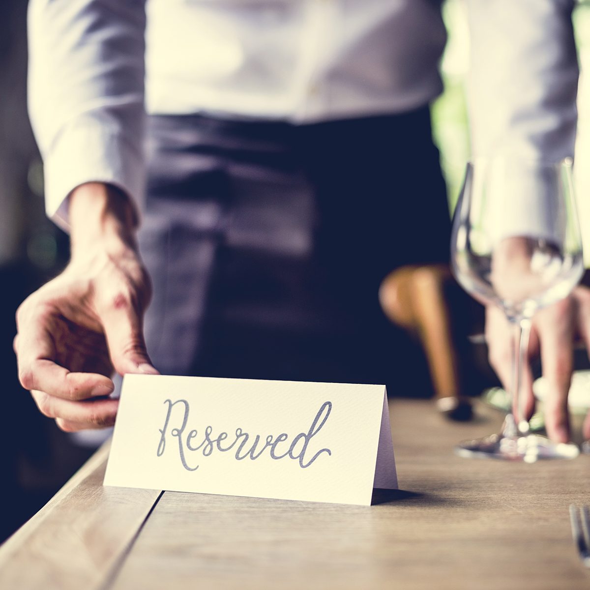 Elegant Restaurant Table Setting Service for Reception with Reserved Card