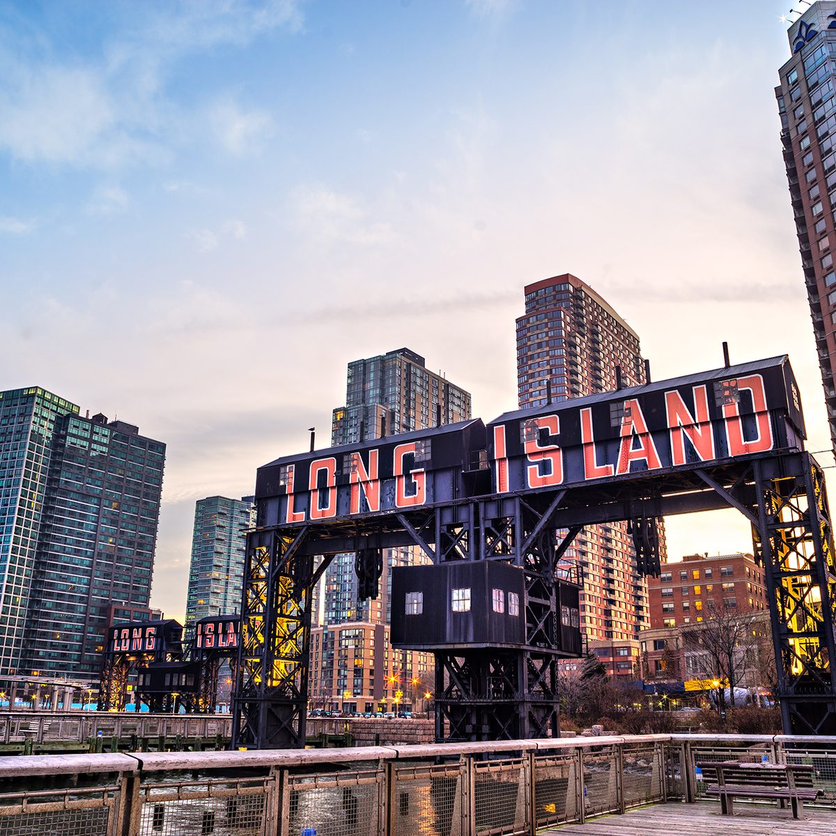 Historic steel railroad gantries at Hunters Point in Long Island City, Queens on March 12, 2013.