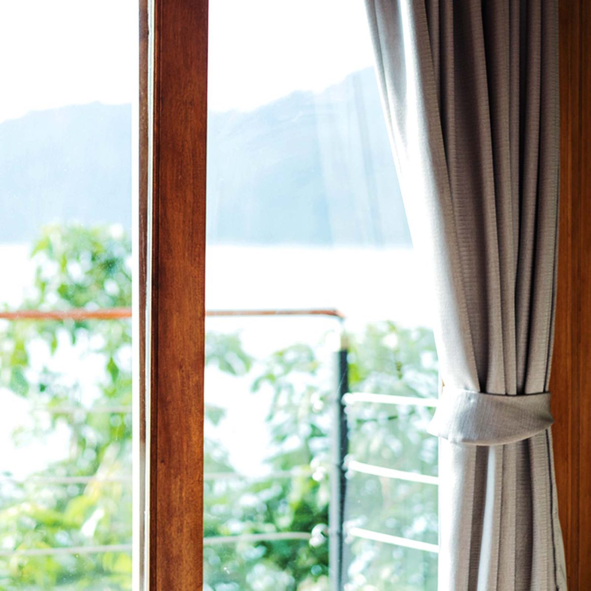 Looking out a window