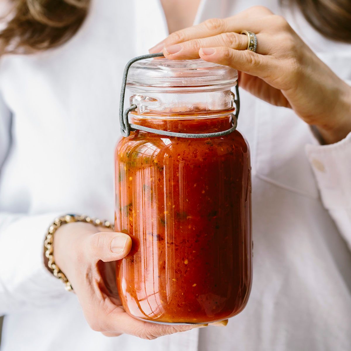 Homemade sauce in jar