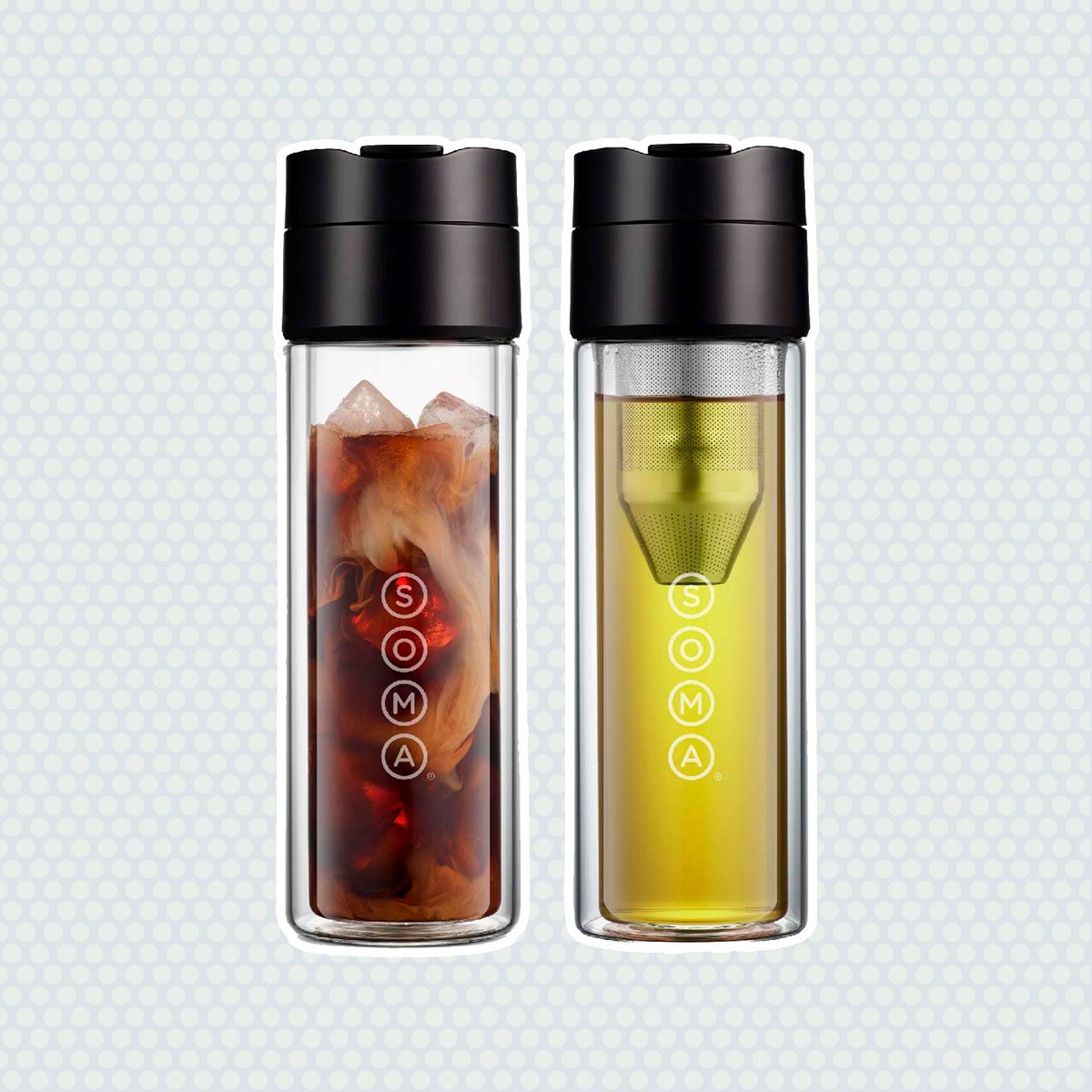 Soma Double Wall Glass Tea and Coffee Cold Brew Bottle, 12-ounce, Black