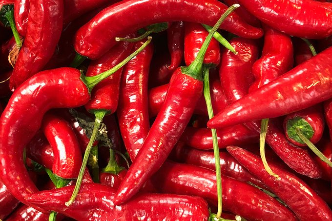 Detail of red chilli peppers