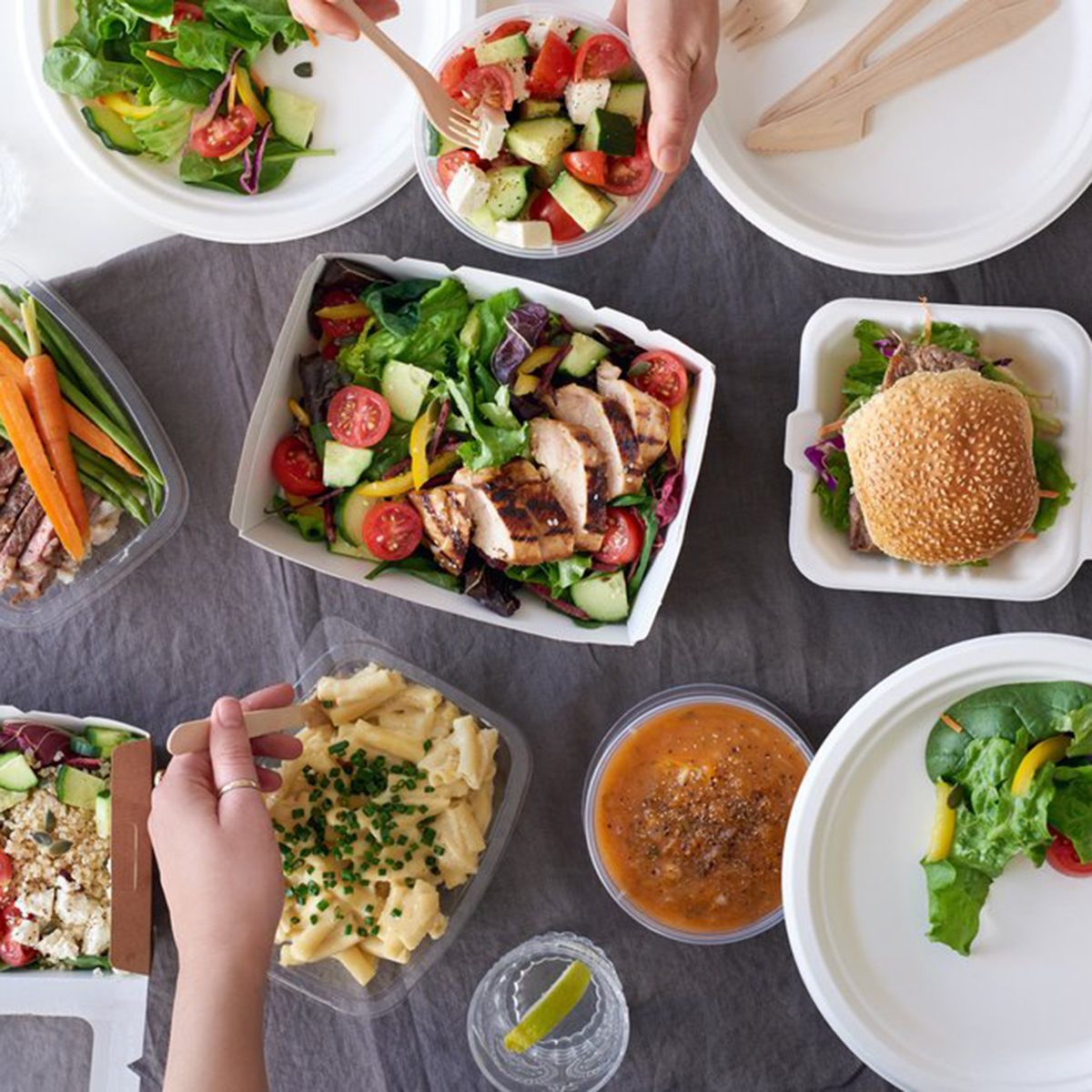 Eating food out of styrofoam containers and plates